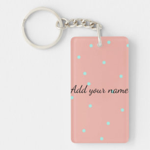 Orange blue polka dots abstract add name text t th key ring