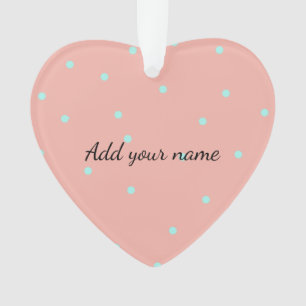 Orange blue polka dots abstract add name text t th ornament