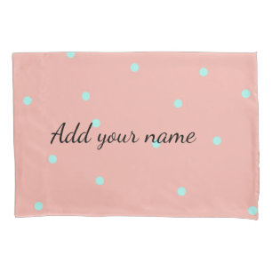 Orange blue polka dots abstract add name text t th pillowcase