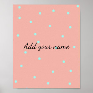 Orange blue polka dots abstract add name text t th poster