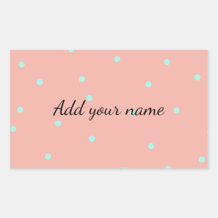 Orange blue polka dots abstract add name text t th rectangular sticker