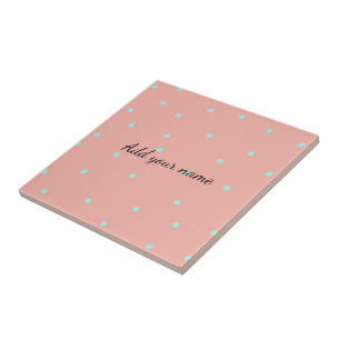Orange blue polka dots abstract add name text t th tile