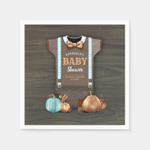 Orange Blue Pumpkins and Bodysuit Fall Baby Shower Napkin