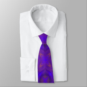Orange Blue Purple Abstract Lattice Pattern Tie
