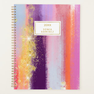 Orange Blue Purple Gold Brush Strokes Abstract Planner