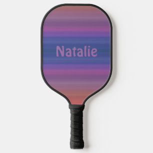 Orange Blue Purple Stripes Pattern with Name Pickleball Paddle