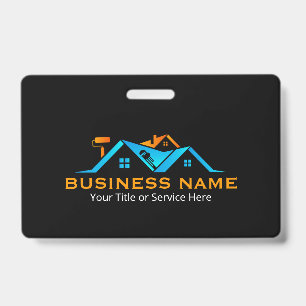 Orange & Blue Roofing Remodeling Handyman ID Badge