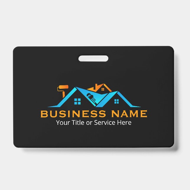 Orange & Blue Roofing Remodeling Handyman ID Badge (Front)