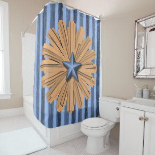 Orange blue star showercurtain shower curtain