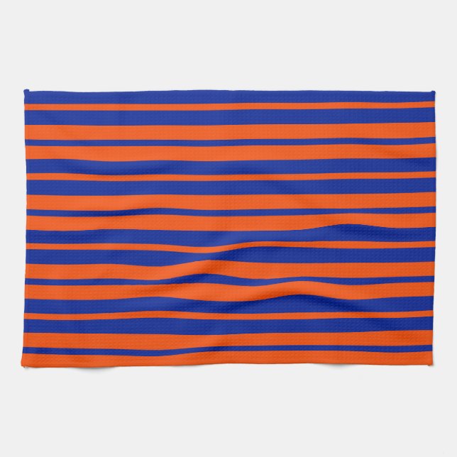 Orange Blue Stylish Stripes Pattern Design  Tea Towel (Horizontal)