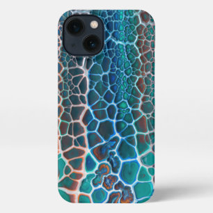Orange Blue Teal Stained Glass Abstraction iPhone 13 Case