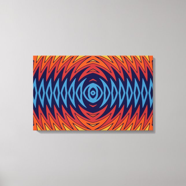 Orange blue windmill abstract design canvas print (Front)
