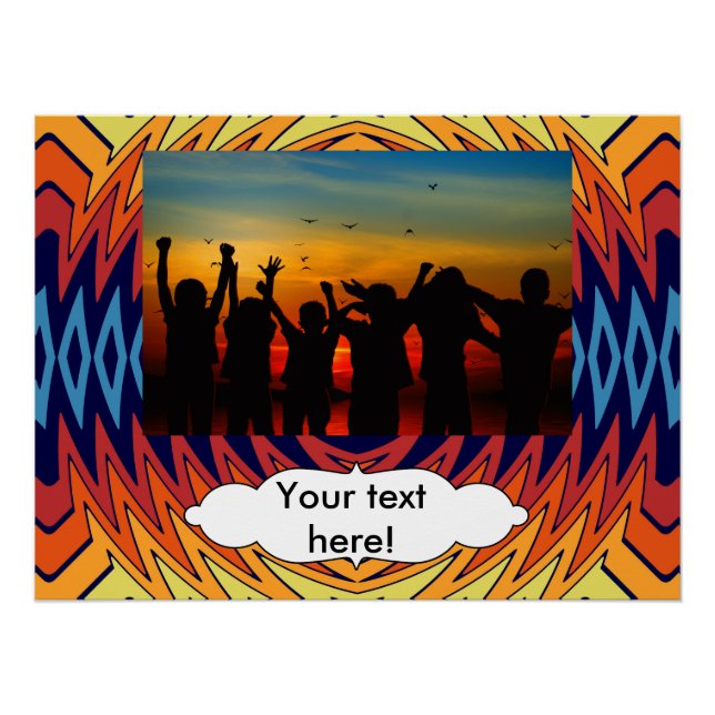 Orange blue windmill abstract design poster (Front)