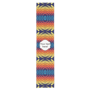 Orange blue windmill abstract design short table runner