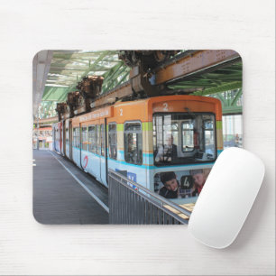 Orange Blue Wuppertal Floating Train Mouse Pad