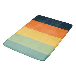 Orange, blue, yellow and green stripes bath mat