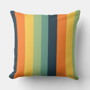 Orange, blue, yellow and green stripes cushion