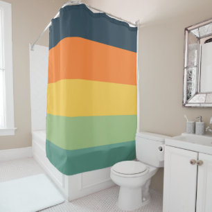Orange, blue, yellow and green stripes shower curtain