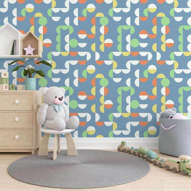 Orange Blue Yellow Mint Green Circles Art Pattern Wallpaper (Creator Uploaded)