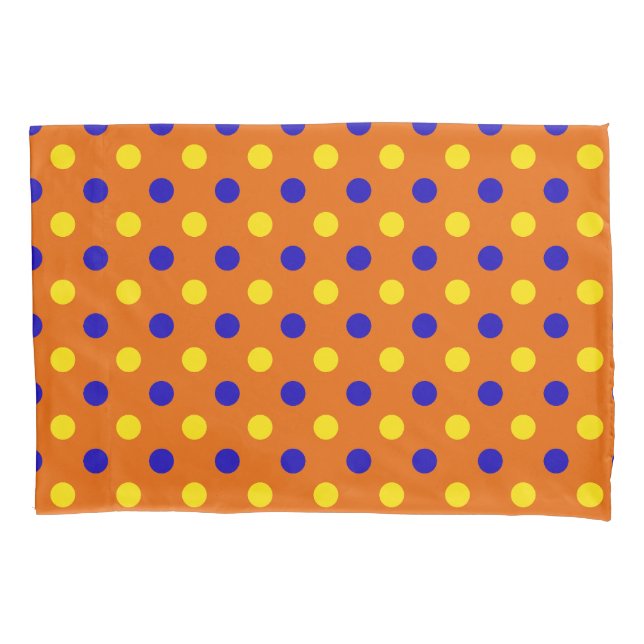 Orange Blue Yellow Polka Dots Design  Pillowcase (Front)