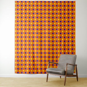 Orange Blue Yellow Polka Dots Design  Tapestry