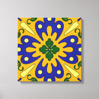 Orange Blue Yellow Spanish Tile Canvas Wall Art