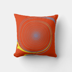 Orange Blue Yellow Swirl Retro Abstract Art Cushion