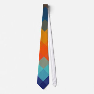 Orange Blue Zigzag Seamless Pattern Tie