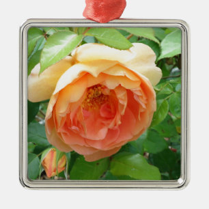 Orange Blush Rose Metal Tree Decoration