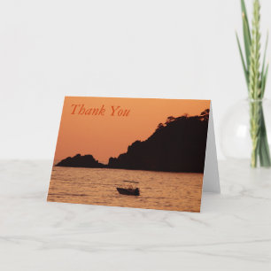 orange boat at sea thank you note card