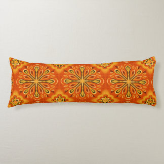 Orange Boho Abstract Flower Pattern Decorative Body Cushion