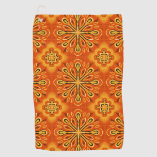 Orange Boho Abstract Flower Pattern Decorative Golf Towel