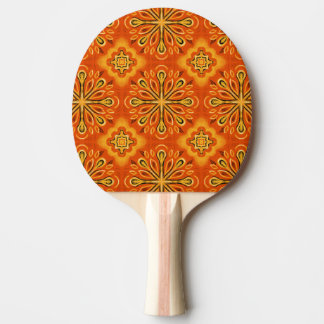 Orange Boho Abstract Flower Pattern Decorative Ping Pong Paddle