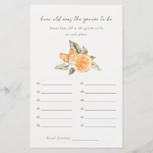 Orange Boho How Old Is Groom Bridal Shower Game