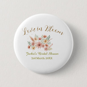 Orange boho love in Bloom bridal shower name retro 6 Cm Round Badge