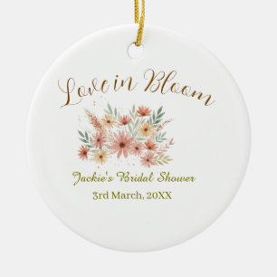 Orange boho love in Bloom bridal shower name retro Ceramic Tree Decoration