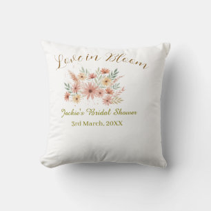 Orange boho love in Bloom bridal shower name retro Cushion