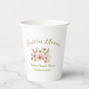 Orange boho love in Bloom bridal shower name retro Paper Cups