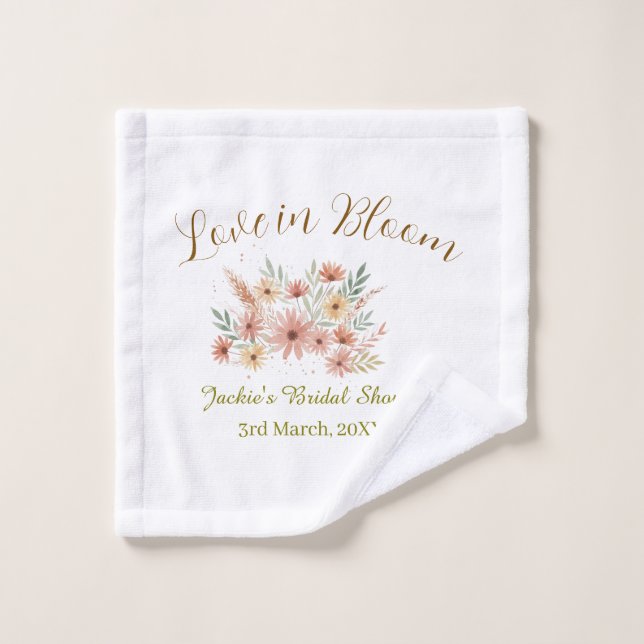 Orange boho love in Bloom bridal shower name retro Wash Cloth (Wash Cloth)