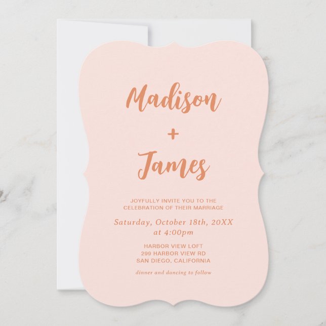 Orange Boho Retro Photo Wedding  Invitation (Front)
