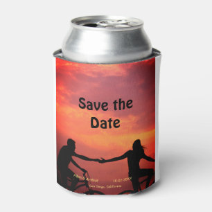 orange boho save the date QR add website name phot Can Cooler
