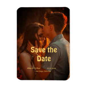 orange boho save the date QR add website name phot Magnet
