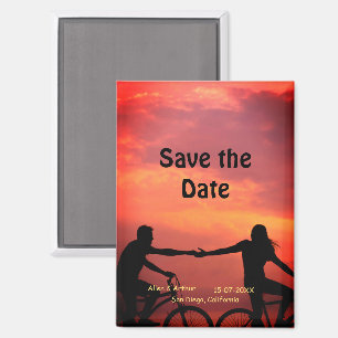 orange boho save the date QR add website name phot Magnet