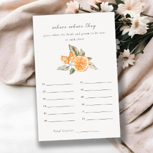 Orange Boho Where Were They Bridal Shower Game