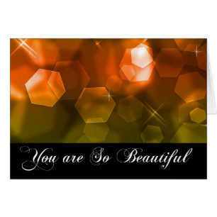 Orange Bokeh 1 You are So Beautiful Romance Card