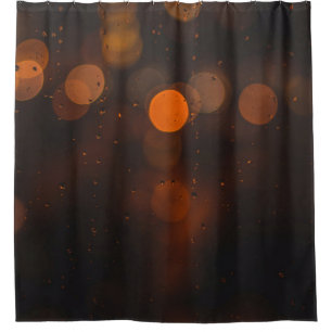 Orange bokeh photography shower curtain
