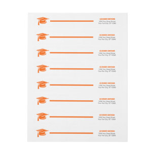 Orange Bold Cap Graduation Wrap Around Label