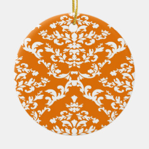 Orange Bold Damask at Emporiomoffa Ceramic Tree Decoration
