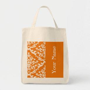 Orange Bold Damask w/ name @ Emporiomoffa Tote Bag