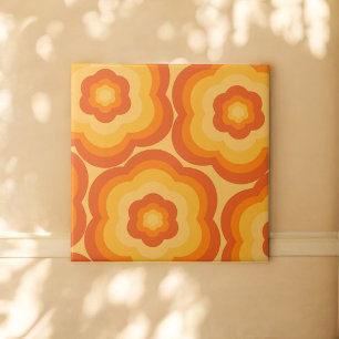 Orange Bold Y2K Wildflower Vibrant Spring Decor Tile